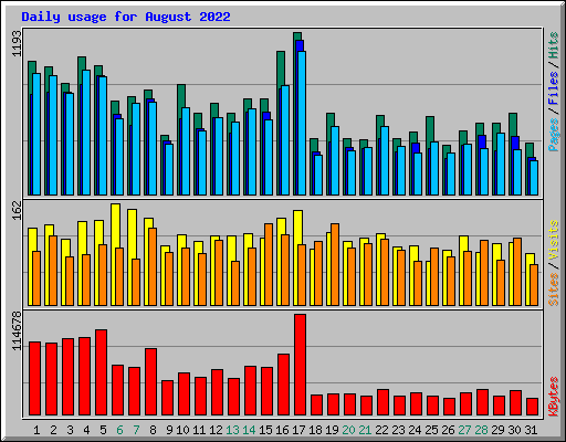 Daily usage for August 2022