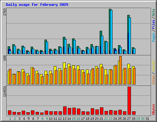 Daily usage for February 2025