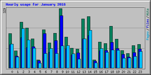 Hourly usage for January 2016