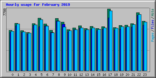 Hourly usage for February 2019